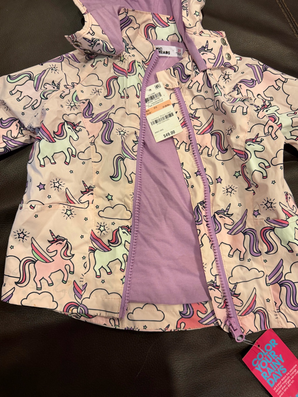 Epic Threads Girls' Pink & Purple Unicorn Raincoat